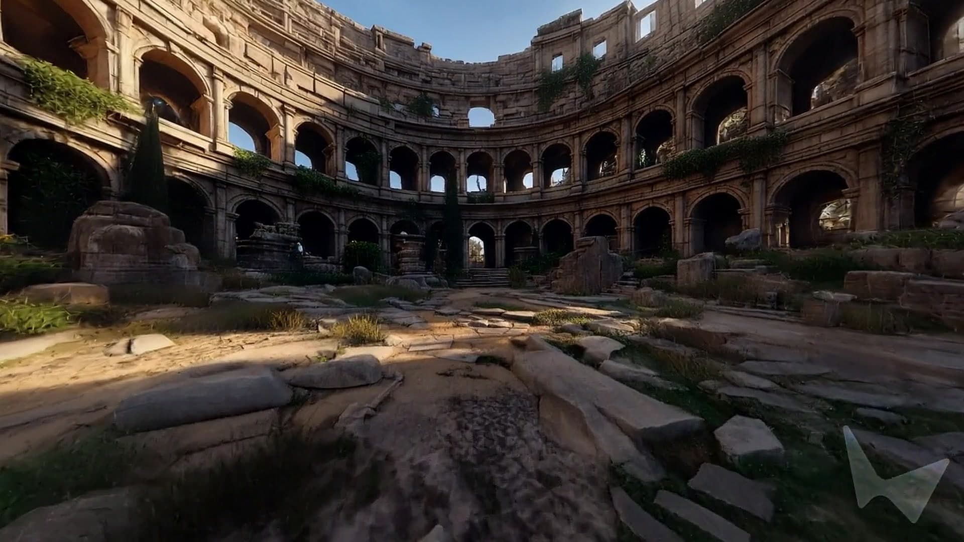 Generated courtyard world for architecture visualization